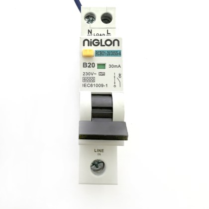 Niglon RCBO1-20/30SS-A B20 20A 20 Amp 30mA RCBO Circuit Breaker Type A